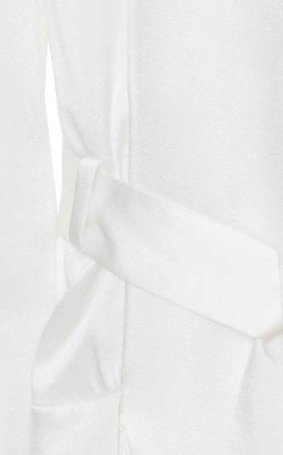 Shop Balmain Long Crepe Coat In White