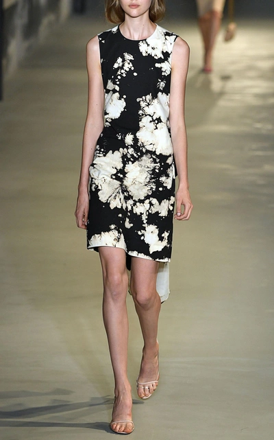 Shop N°21 Adriana Garment Dyed Cotton-blend Dress In Black/white