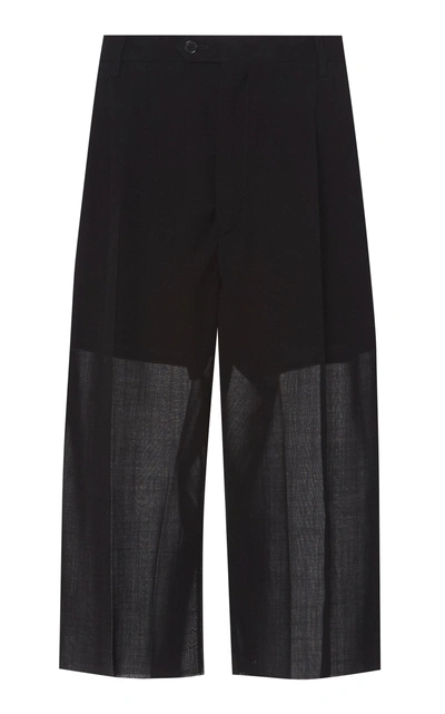 Shop Maison Margiela Low-rise Wool-blend Cropped Pants In Black