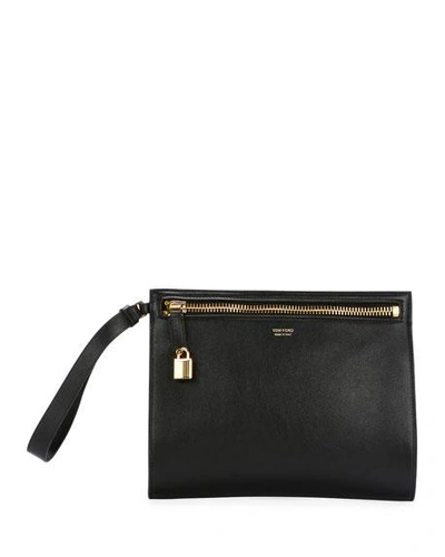 Shop Tom Ford Alix Leather Wristlet Clutch Bag In Black
