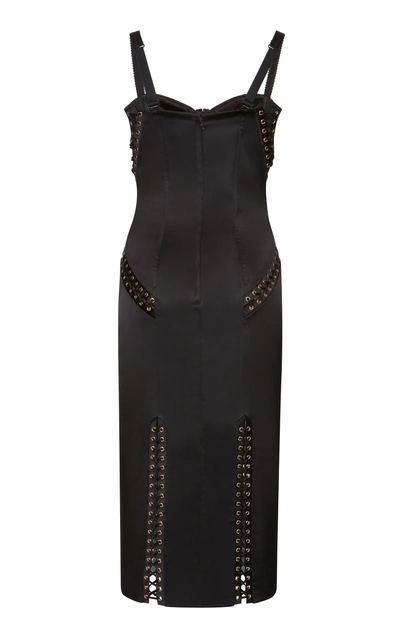 Shop Dolce & Gabbana Lace-up Stretch Crepe Dress In Black