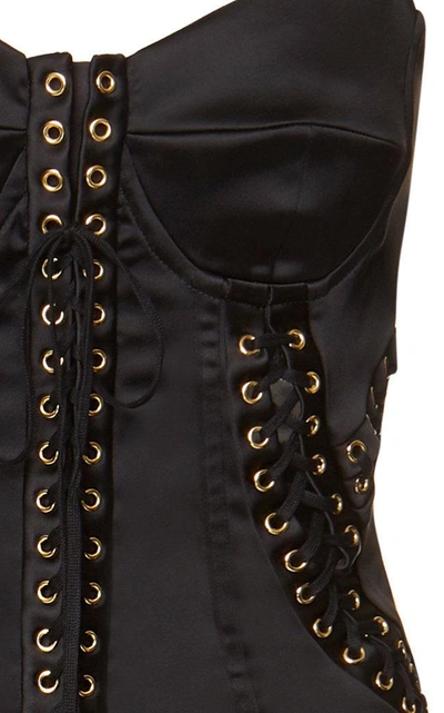 Shop Dolce & Gabbana Lace-up Stretch Crepe Dress In Black