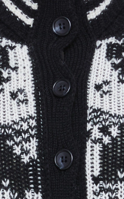 Shop Red Valentino Turtleneck Knit Coat In Black/white