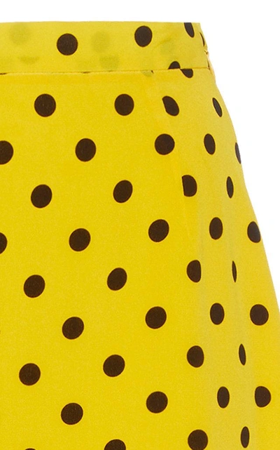Shop Alessandra Rich Polka Dot Silk Skirt In Yellow