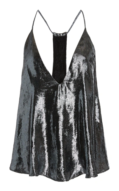 Shop Isabel Marant Kib V-neck Silk-blend Camisole Top In Metallic