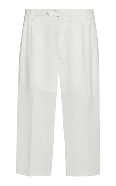 Shop Maison Margiela Low-rise Wool-blend Cropped Pants In White
