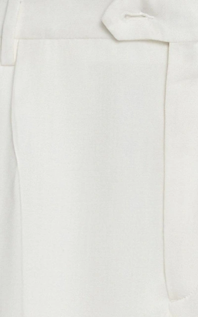 Shop Maison Margiela Low-rise Wool-blend Cropped Pants In White
