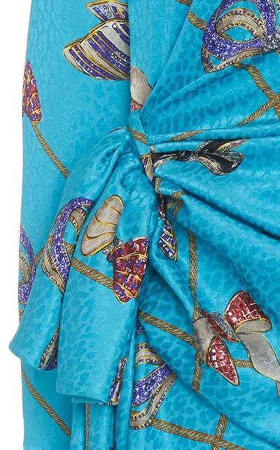 Shop Alessandra Rich Bow Print Silk Mini Dress