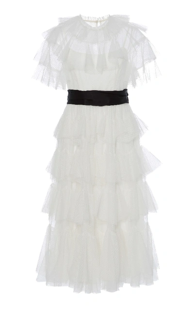 Shop Needle & Thread Scallop Tulle Midi Dress In White