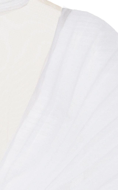 Shop Balmain Mockneck Pleated Twist Chiffon Dress In White