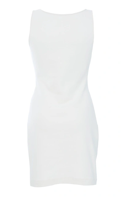 Shop Moschino Logo-printed Cotton-blend Dress In White