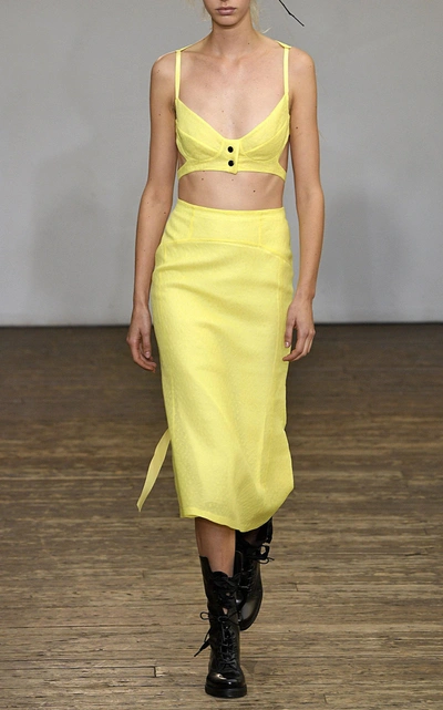 Shop Olivier Theyskens Tardo Silk-blend Harness Bra In Yellow