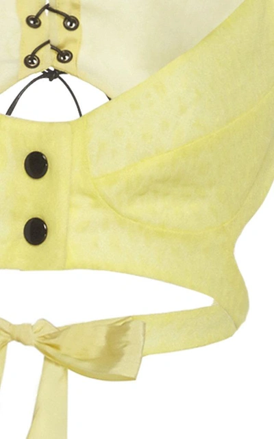 Shop Olivier Theyskens Tardo Silk-blend Harness Bra In Yellow