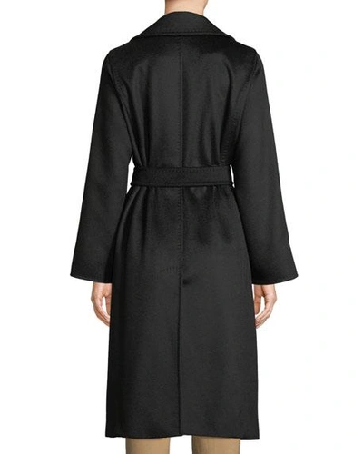 Max Mara Manuela Icon Camel Hair Belted Wrap Coat In Black