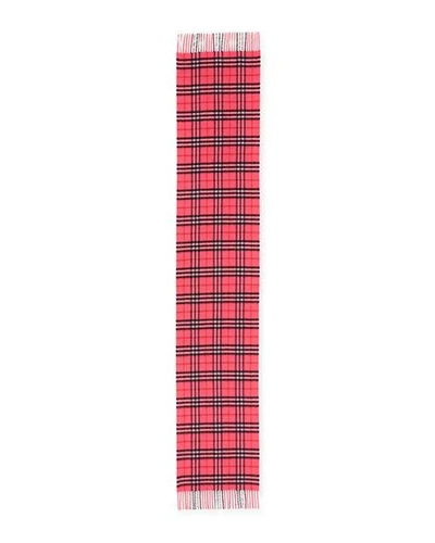 Shop Burberry Tonal Vintage Check Cashmere Scarf In Bright Pink