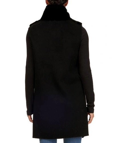 Shop Gorski Belted Reversible Rex Rabbit Fur Vest W/ Wool Back In Black
