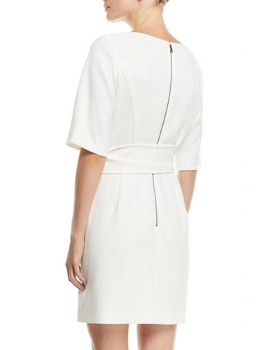 Shop Alice And Olivia Virgil Tie-waist Cape-sleeve Dress In White