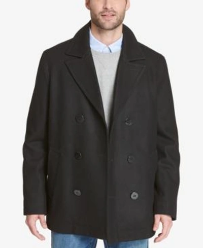 Tommy Hilfiger Men's Double-breasted Peacoat, Created For Macy's In Black | ModeSens