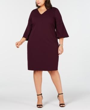 plus size bell sleeve sheath dress