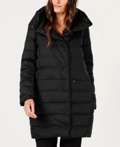Shop Eileen Fisher Recycled Nylon Cocoon Puffer Coat In Black