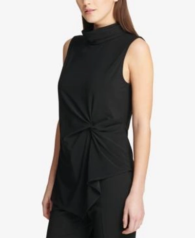 Shop Dkny Ruched Asymmetrical Top, Created For Macy's In Black