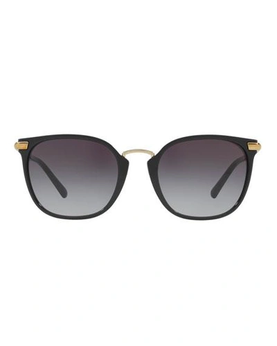 Shop Burberry Check-temples Square Sunglasses In Black