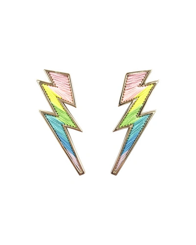 Shop Mignonne Gavigan Lightning Bolt Thread Earrings In Multi