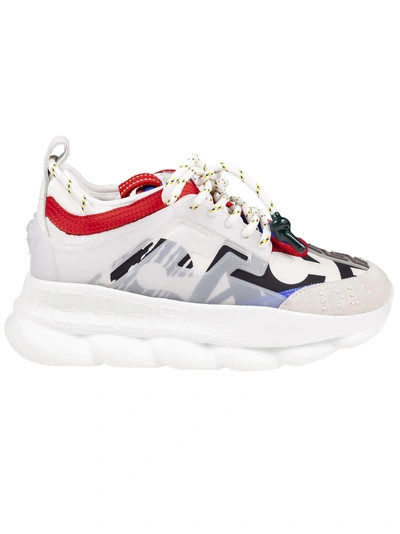 Shop Versace Chain Reaction Sneakers In Multicolor/bianco