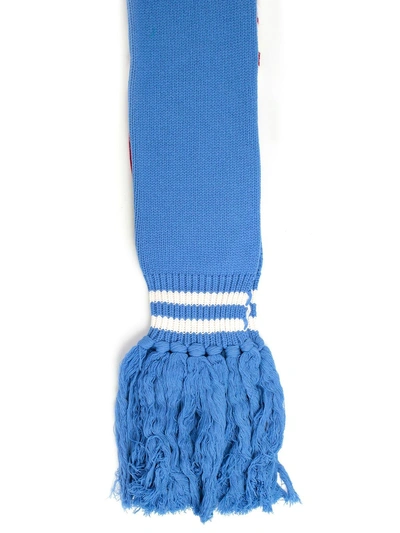 Shop Danilo Paura Fringed Scarf In Light Blue Red