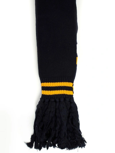 Shop Danilo Paura Fringed Scarf In Navy Yellow