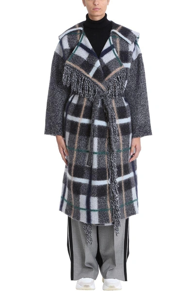 Shop Stella Mccartney Checked Belted Cardigan Coat In Grey