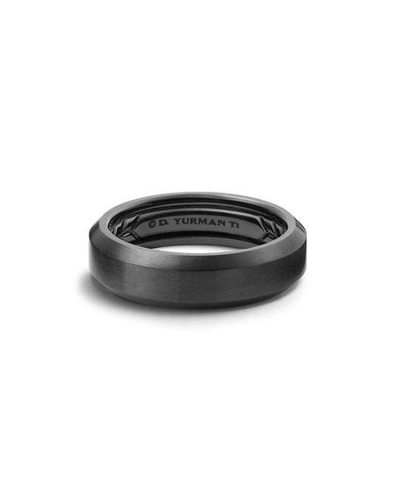 Shop David Yurman Men's Beveled Band Ring In Titanium, 6mm In Black/gray