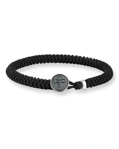 Shop David Yurman Men's Cross Button Woven Bracelet In Black