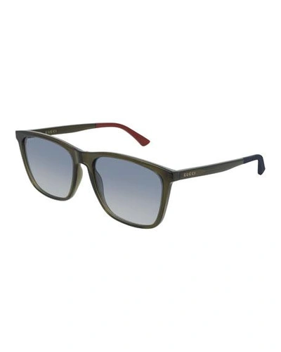 Shop Gucci Men's Gg0404s007m Injection Sunglasses - Gradient In Green