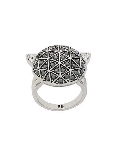 Shop Karl Lagerfeld Faceted Choupette Ring - Silver
