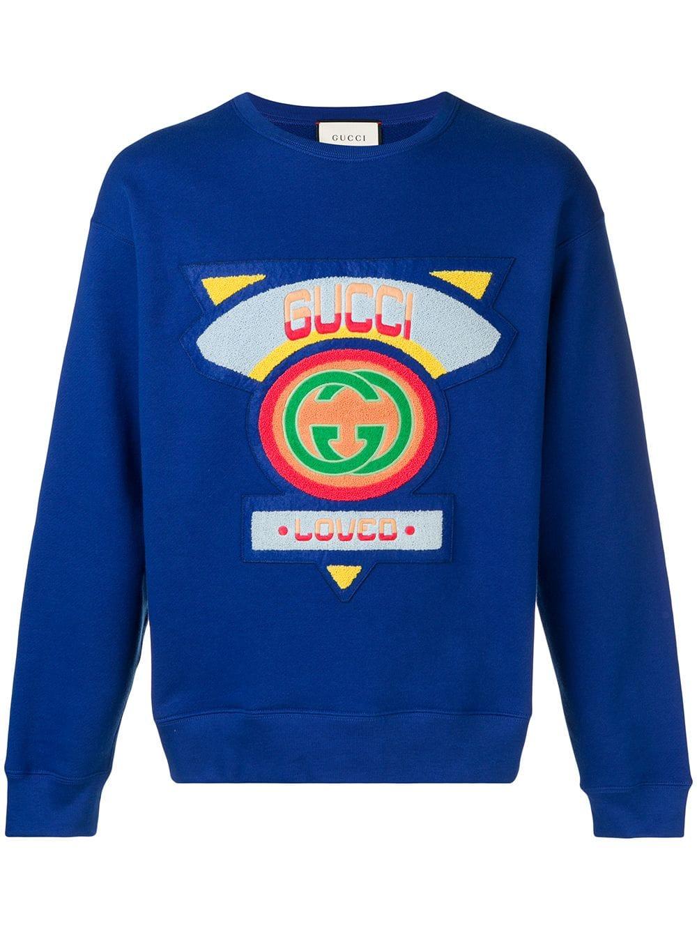 Gucci '80s Logo Patch Sweatshirt - Blue 