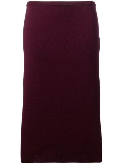 Shop Diane Von Furstenberg Dvf  Pencil Midi Skirt - Red