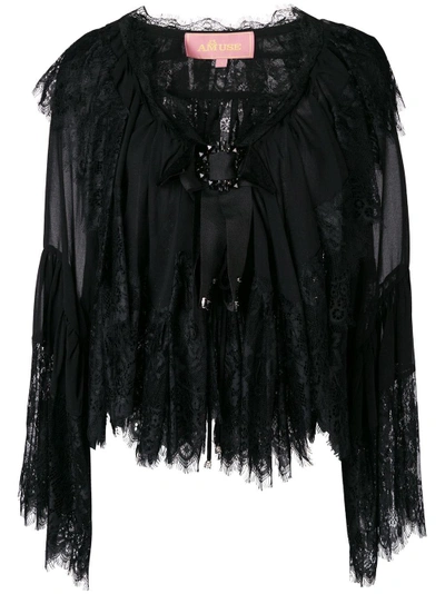 Shop Amuse Lace Paneled Blouse In Black