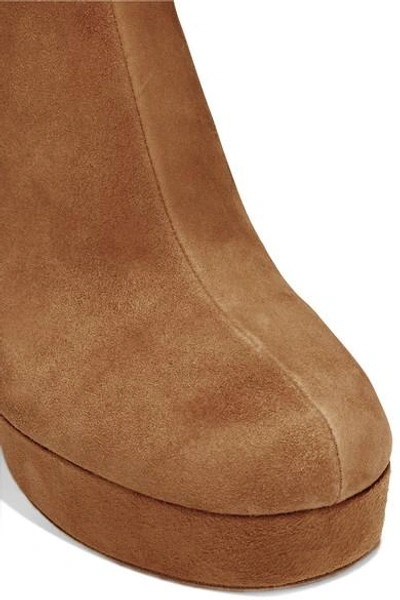 Shop Diane Von Furstenberg Yasmine Suede Platform Ankle Boots In Brown