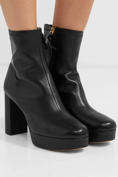 Shop Diane Von Furstenberg Yasmine Leather Platform Ankle Boots In Black