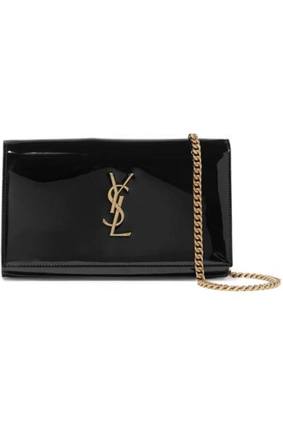 Shop Saint Laurent Monogramme Kate Small Patent-leather Shoulder Bag In Black