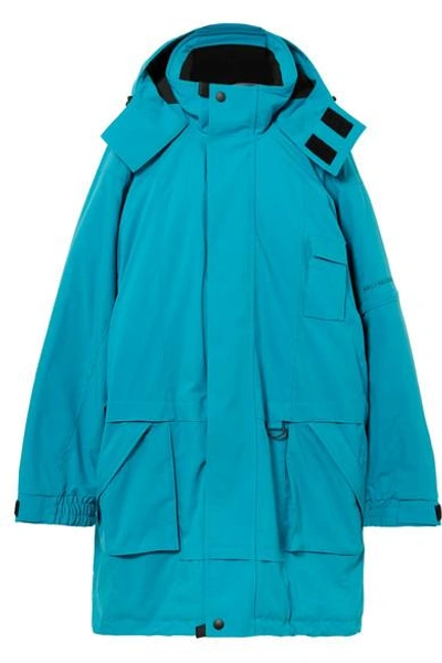 Shop Balenciaga Embroidered Oversized Canvas Parka In Blue