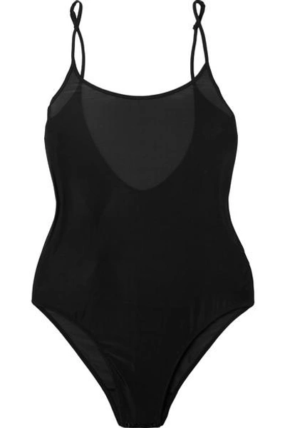 Shop Les Girls Les Boys Stretch-mesh Bodysuit In Black