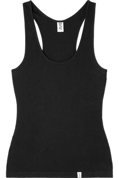 Shop Les Girls Les Boys Ribbed Stretch-cotton Jersey Tank In Black