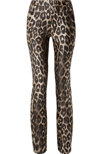 Shop Tre Charlotte Metallic Leopard-print Jacquard Slim-leg Pants In Leopard Print