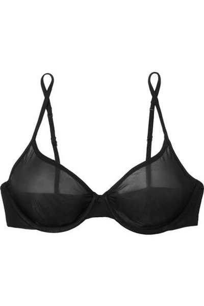 Shop Les Girls Les Boys Stretch-mesh Underwired Soft-cup Bra In Black