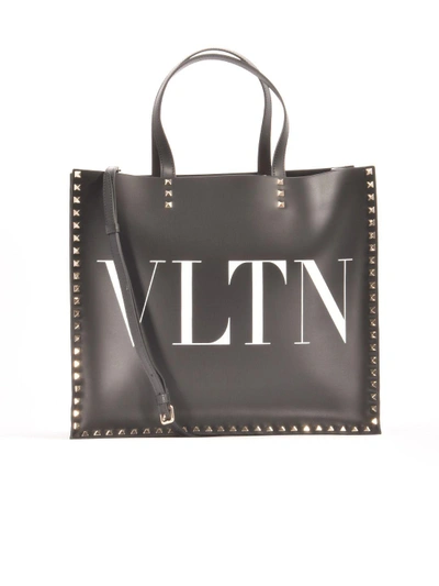 Shop Valentino Black Vltn Tote Bag