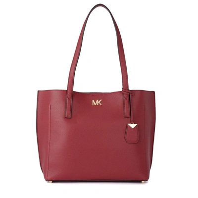 Shop Michael Kors Ana Red Tumbled Leather Shoulder Bag In Rosso