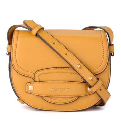 Shop Michael Kors Cary Yellow Leather Shoulder Bag. In Giallo 