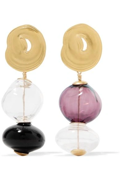 Shop Leigh Miller Gumdrop Short Gold-plated And Glass Earrings In Brass